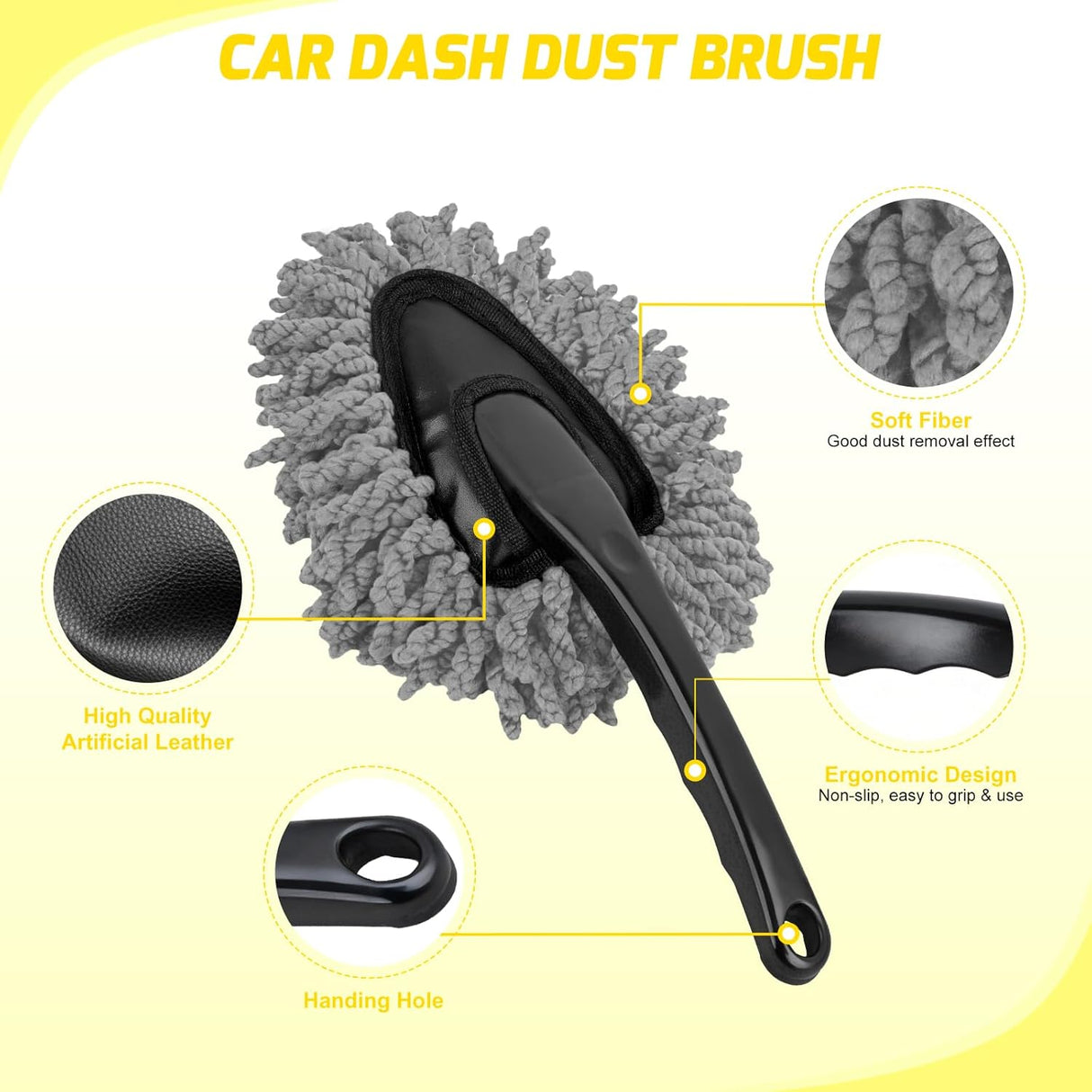 Automotive Tools 15PCS Car Detailing Kit Auto Cleaning Tools Wash Set with Storage Carry Bag Beginners Easy to Use for Interior Exterior Car Care Clean Windshield Dashboard Seat Air Vents Wheels Tires, Yellow