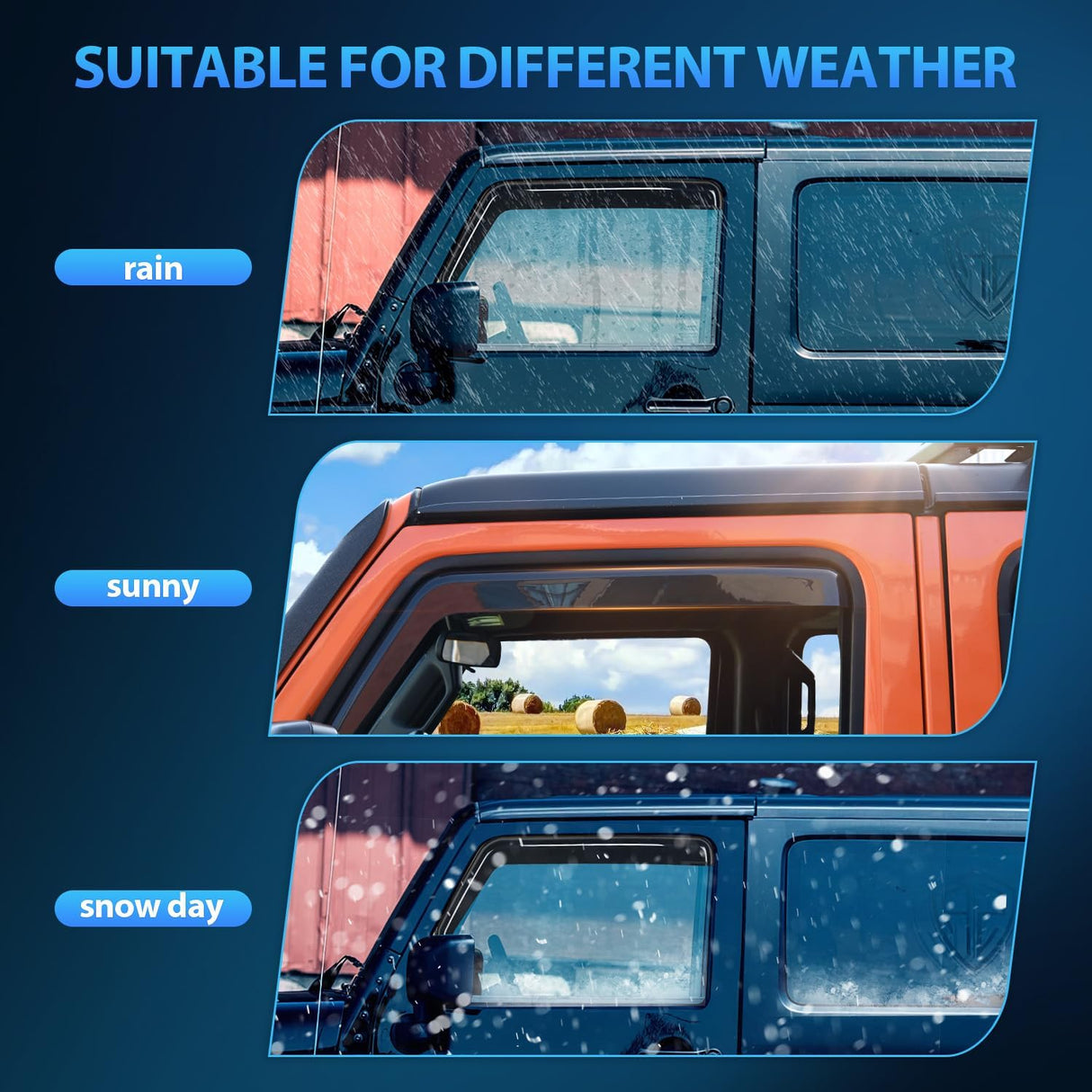 Rain Guards 2018-2024 Jeep Wrangler JL/Jeep Gladiator Rain Guards Acrylic 4Pcs