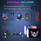 LED Whip Light 2 PCS 4FT COB RGB Lighted Antenna Whips with Spring Base Remote & App Control DIY Patterns Turn Brake Reverse Lights for Can-am Offroad ATV UTV RZR Polaris Dune Buggy Truck