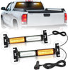 40LED Amber White Emergency Strobe Traffic Advisor Light Bar with Suction Cups Dash Safety Warning Hazard Flashing Lights Interior Front/Rear Windshield for Trucks Construction Vehicles