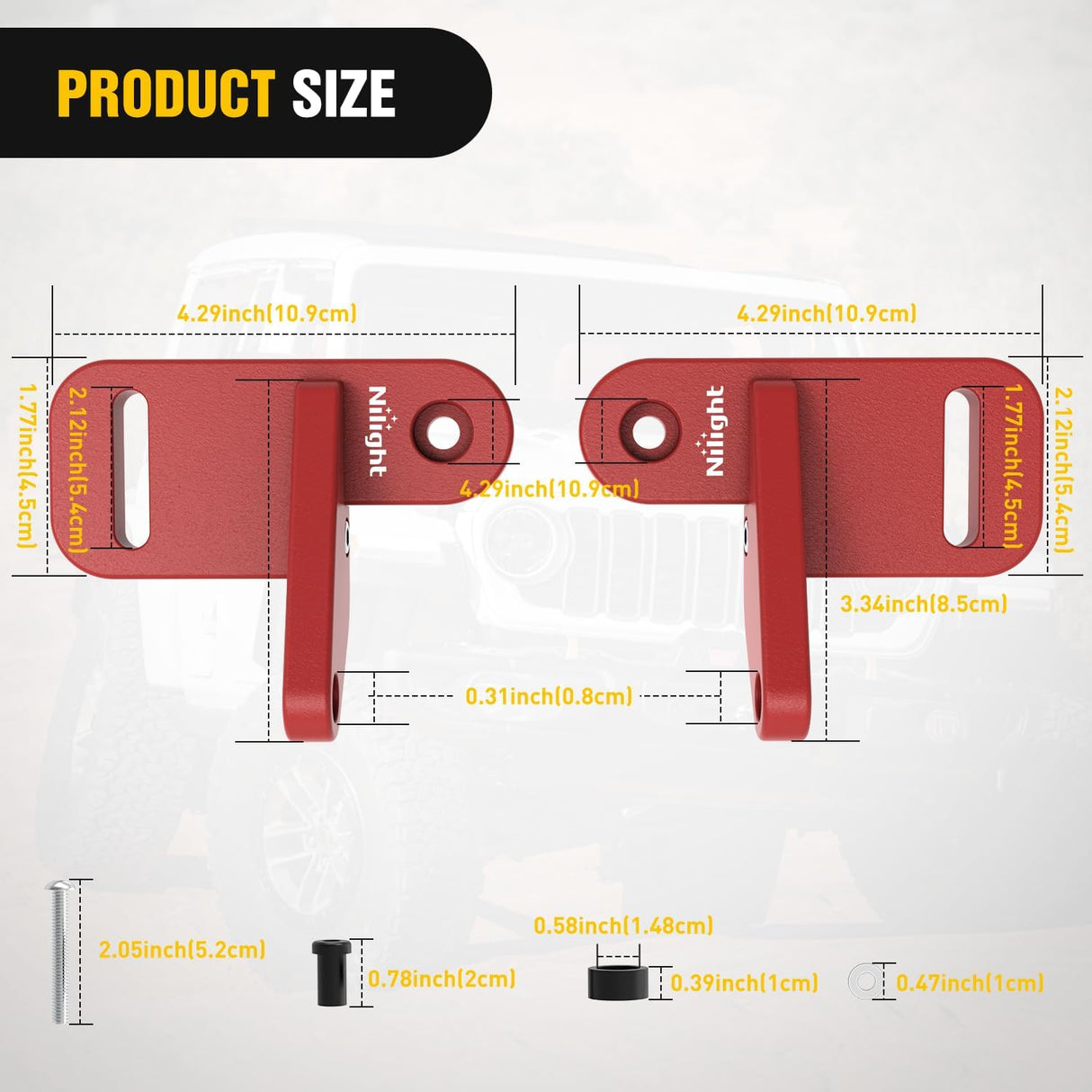 Hood Light Brackets for Wrangler JL JLU Gladiator JT 18-25, Red | for Jeep Wrangler JL JLU Gladiator JT 2018 2019 2020 2021 2022 2023 2024 2025, A-Pillar Auxiliary Offroad LED Pods Mounting