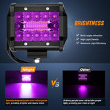 4 Inch LED Light Pods Purple Triple Row 2PCS 60W Flood Spot Combo Off Road Driving Decoration Neon Hunting Lighting for UTV Pick-up Van Boat Tractor