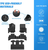 TPE Floor Mats for Toyota 4Runner 7 Seats Only 2025 2026 | All Weather Custom Fit Heavy Duty Floor Liners