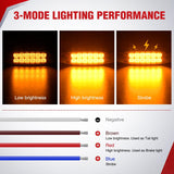 6.3 Inch Amber Rectangle Side Marker Light, White Lens, High Low Strobe | 12 LED IP67 Waterproof Chrome Bezel 12V Surface Mount Marker & Clearance Light Fits Pickup Trucks Trailers RVs Boats,10 Pack