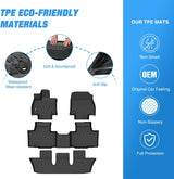 TPE Floor Mats for Toyota Grand Highlander 2024 2025 2026 with Subwoofer (Include Hybrid) Lexus TX350 2024 2025 2026, All Weather Custom Fit Heavy Duty Floor Liners