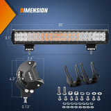 LED Light Bar 20 Inch 126W Spot Flood Combo Amber Beam Off Road Lamp Fishing Hunting Emergency Deck Work Lighting for Trucks UTV Pick-up Van Boat Tractor