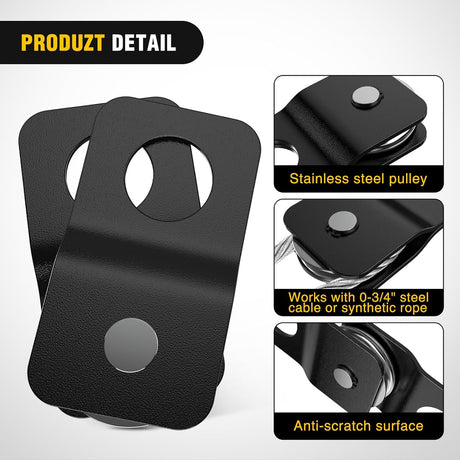 4 Ton Winch Snatch Block Towing Pulley Blocks 8000 LBS Capacity, Heavy Duty Offroad Recovery Accessory for Synthetic Rope & Steel Cable Universal ATV UTV