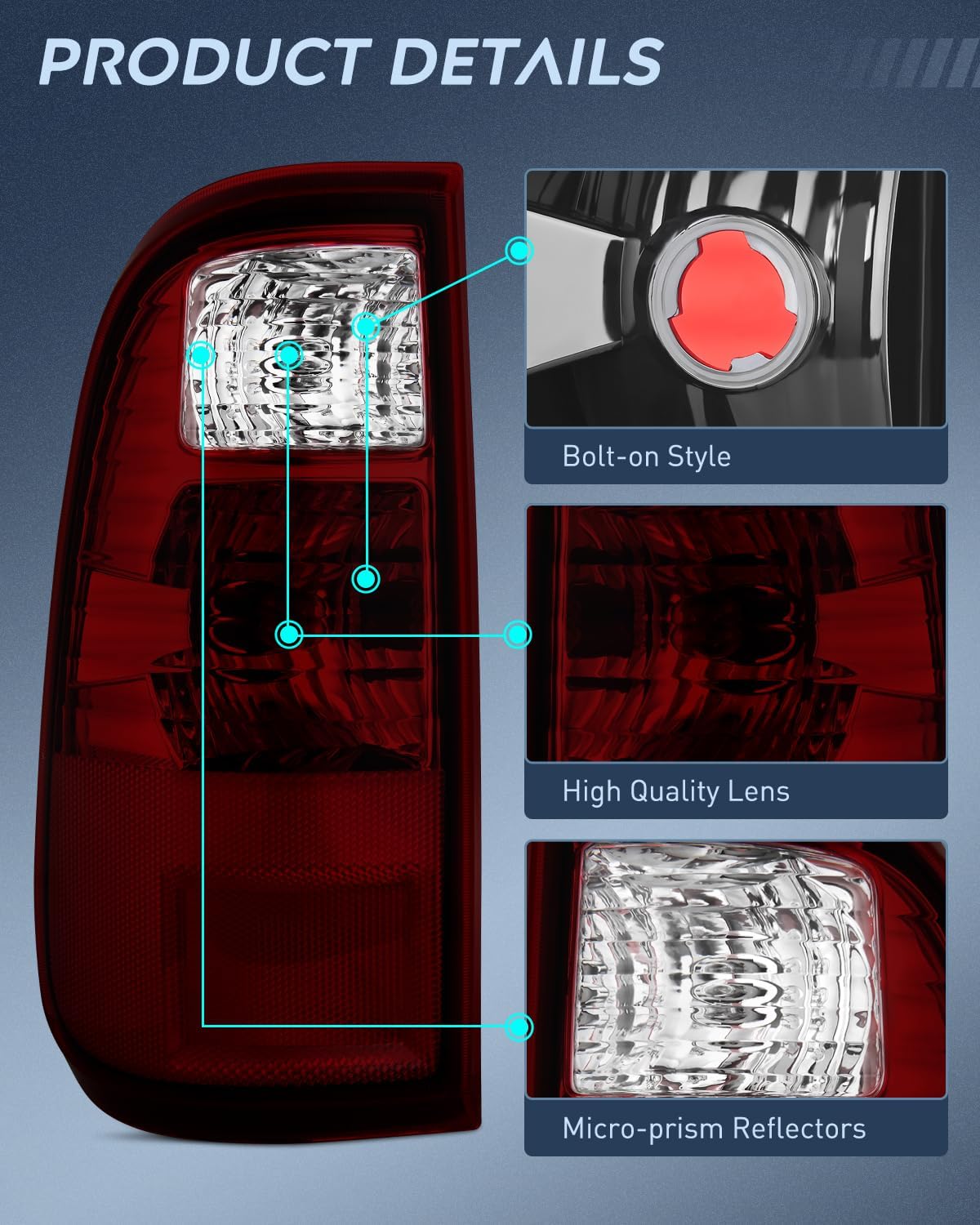 Taillight Assembly Compatible with 2008 2009 2010 2011 2012 2013 2014 2015 2016 Ford F250 F350 F450 Super Duty Rear Tail Light Lamp Replacement OE Style Driver and Passenger Side Dark Red
