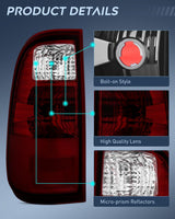Taillight Assembly Compatible with 2008 2009 2010 2011 2012 2013 2014 2015 2016 Ford F250 F350 F450 Super Duty Rear Tail Light Lamp Replacement OE Style Driver and Passenger Side Dark Red