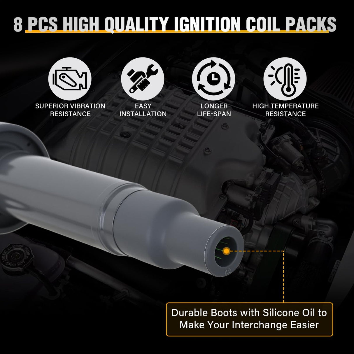 Ignition Coil Pack Fit for Toyota Tundra Sequoia Land Cruiser 4Runner Lexus GS430 LS430 GX470 LX470 LX570 SC430 2000 2001 2002-2009 4.3L 4.7L 5.7L V8 OE# UF493 UF230 Ignition Coils Set of 8