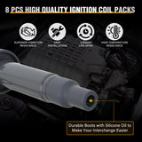Ignition Coil Pack Fit for Toyota Tundra Sequoia Land Cruiser 4Runner Lexus GS430 LS430 GX470 LX470 LX570 SC430 2000 2001 2002-2009 4.3L 4.7L 5.7L V8 OE# UF493 UF230 Ignition Coils Set of 8