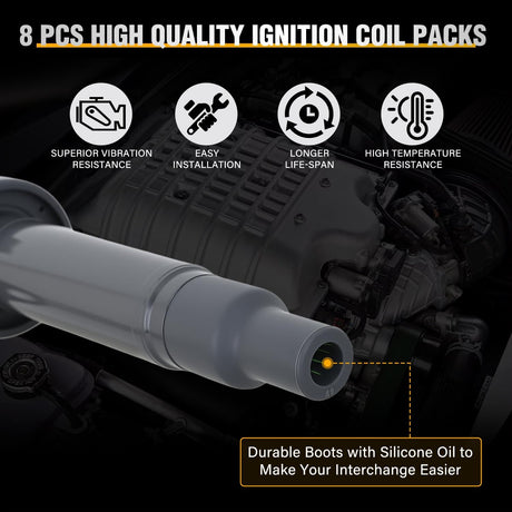 Ignition Coil Pack Fit for Toyota Tundra Sequoia Land Cruiser 4Runner Lexus GS430 LS430 GX470 LX470 LX570 SC430 2000 2001 2002-2009 4.3L 4.7L 5.7L V8 OE# UF493 UF230 Ignition Coils Set of 8