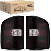 Taillight Assembly Compatible with 2007 2008 2009 2010 2011 2012 2013 2013 2014 Chevy Silverado 1500 2500HD 3500HD 2007-2013 GMC Sierra 3500HD Rear Lamp Replacement with Dark Red Lens Pair