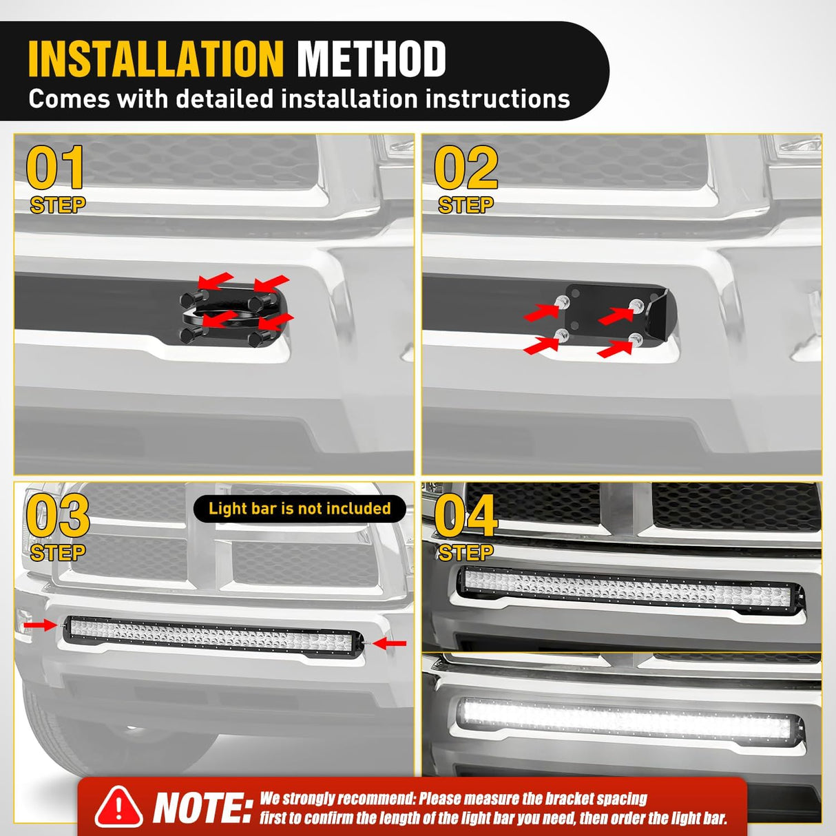 Hidden Bumper Mounting Brackets for 2010-2020 Dodge Ram 2500 3500 | Designed for 40 Inch Single Double Row Curved LED Light Bar,Heavy-Duty Steel,Front Lower Hidden Bumper Brackets