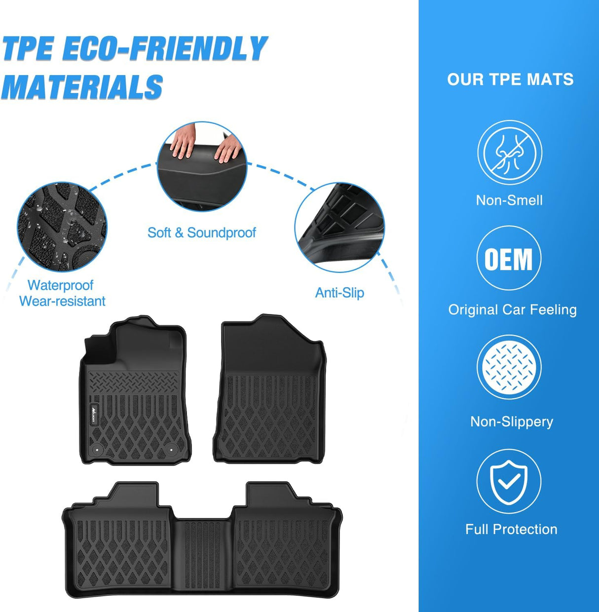 TPE Floor Mats for Toyota Avalon 2013 2014 2015 2016 2017 2018 All Weather Custom Fit Heavy Duty Floor Liners