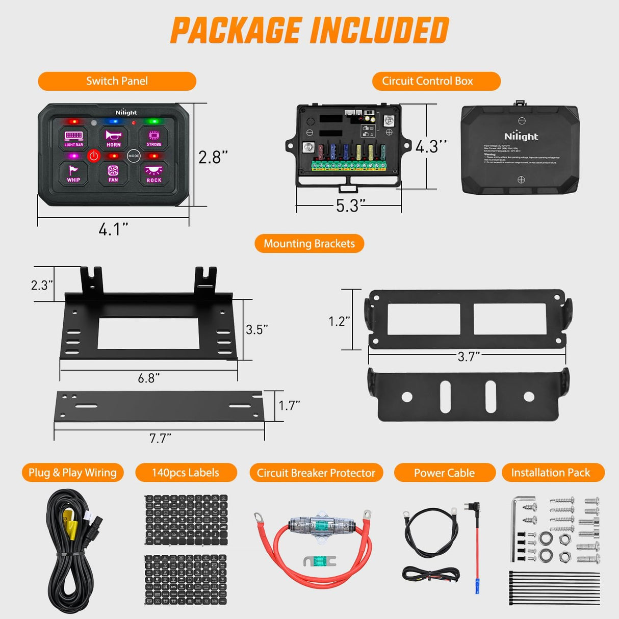 6 Gang Switch Panel Circuit Control Relay System APP RGB Backlight Fuse Wiring Harness Toggle Momentary Strobe Flash Modes Automatic Dimmable 12V 24V ON Off Pod for Car Truck Camper SUV
