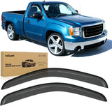 Rain Guards for 2007-2013 Chevy Silverado GMC Sierra 1500 | For 2007-2014 Silverado Sierra 2500HD 3500HD Standard Cab, Tape-On Window Visors Smoke, 2PCS