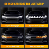 59-Inch LED Hood Strip, White Startup DRL Amber Signals Light | White Dynamic Daytime Running Light Amber Sequentiall Turn Signal Waterproof for Cars, SUVs & Trucks