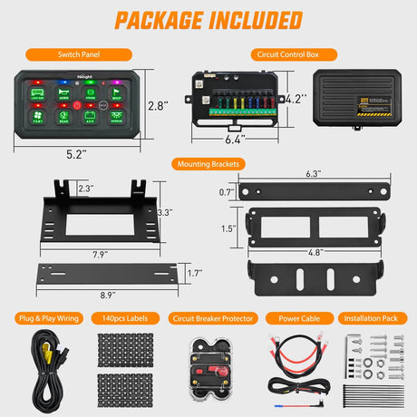 8 Gang Switch Panel Green Circuit Control Relay System with Fuse Wiring Harness Toggle Momentary Strobe Flash Modes Automatic Dimmable ON Off Pod 12V 24V for Car Truck Camper SUV