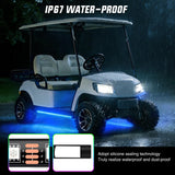 2PCS Golf Cart Underbody Lights Kit RGB Multi-Mode LED Neon Accent Lighting Lamp APP Remote Control Sound Active Music Sync IP67 Waterproof 12V-66V for EZGO Yamaha Club Car