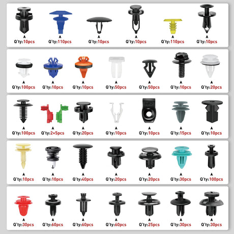 1125Pcs Car Push Retainer Clips Auto Fasteners Kit Included 34 Most Popular Sizes Nylon Bumper Fender Rivets with 5 Fasteners Remover 10 Cable Ties for Toyota GM Ford Honda Chevy