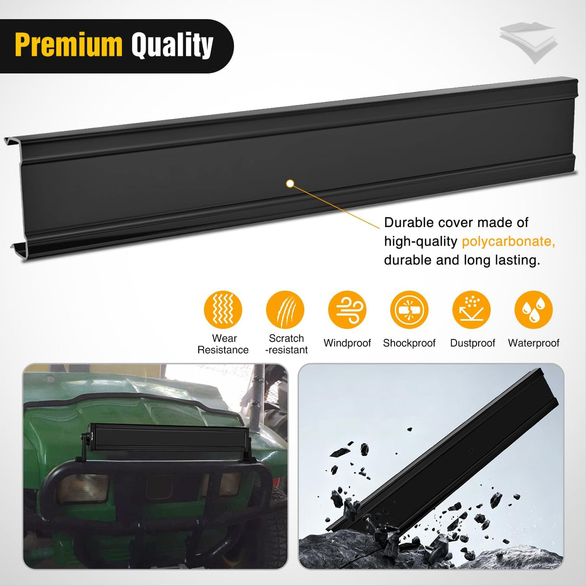22 Inch Spot Flood Combo LED Light Bar Black Cover | Protective Durable Polycarbonate Lens, Waterproof Dustproof Scratch-Proof for Side-Mounted Bumper Off Road Driving Fog Lamp
