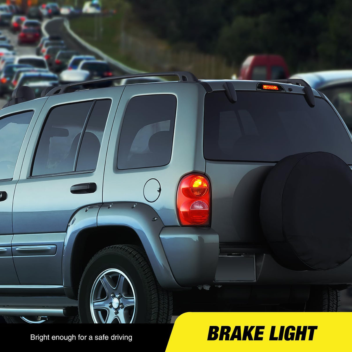 Third Brake Light Tail High Mount 3rd Stop Lights Smoked Lens Compatible with Jeep Liberty 2002 2003 2004 2005 2006 2007 Van SUV Rear Center Cab Lamp