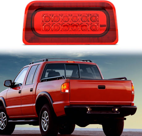 Third Brake Light Tail High Mount 3rd Stop Lights Red Lens Compatible with Chevy S10 and GMC Sonoma 1994-2003 Isuzu Hombre 1996-2000 Truck Rear Center Cab Lamp