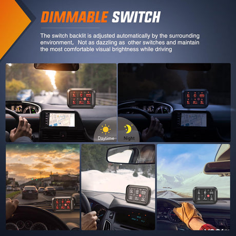 6Gang Multifunction Red Rocker Switch Panel System Nilight