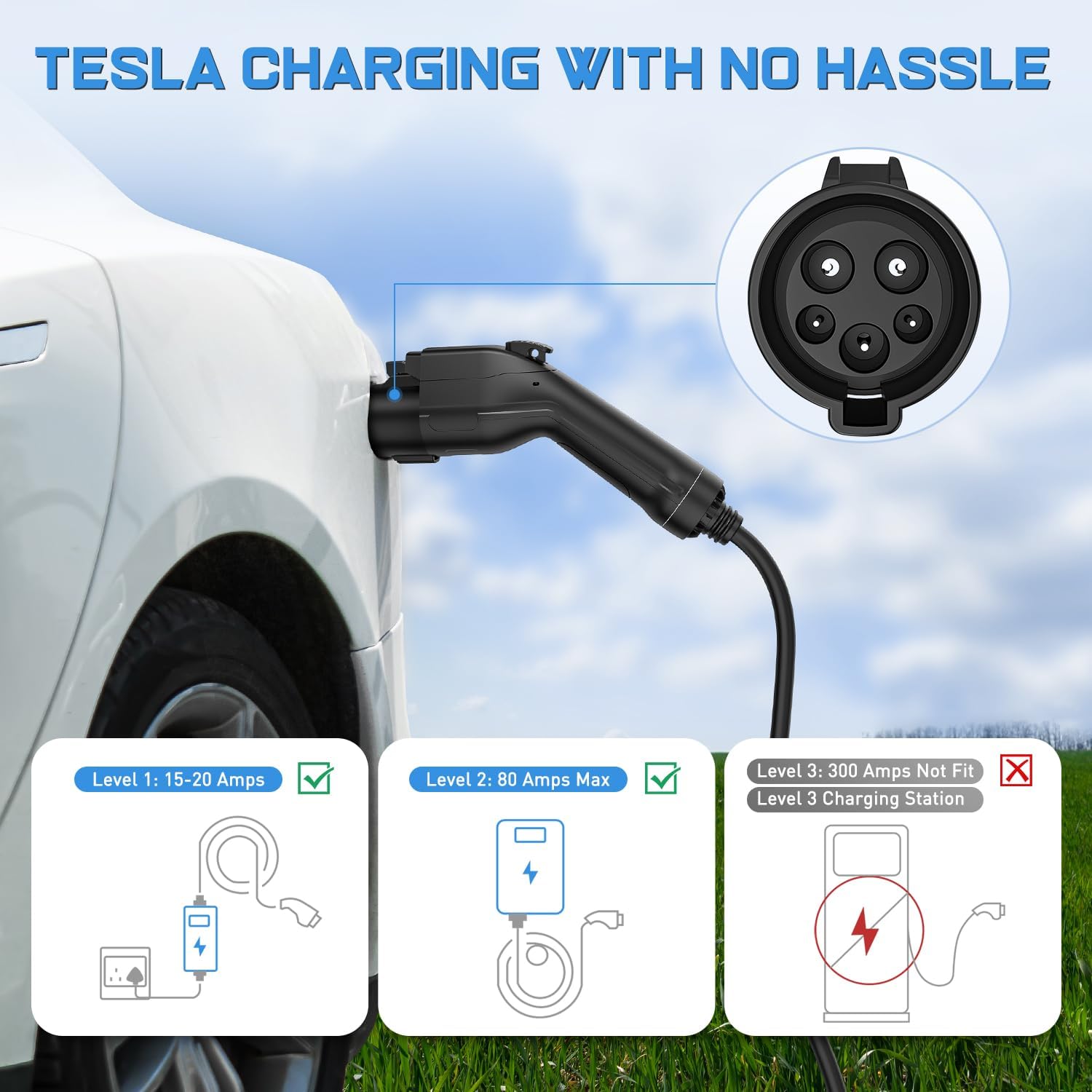J1772 To Tesla EV Charge Adapter Nilight