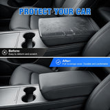 Center Console Cover for Hyundai Sonata 2015-2019 Armrest Cushion | for Sonata 2015 2016 2017 2018 2019 Nappa Leather Armrest Cover for Car Waterproof Center Console Pad Protector, Black