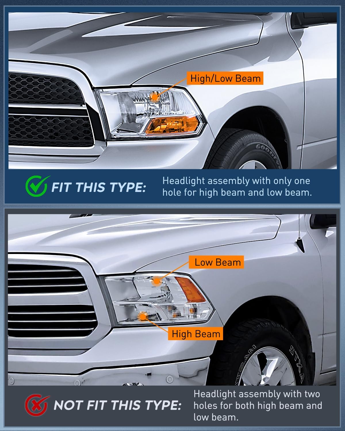 Headlight and Taillight Assembly Combo Compatible with 2009 2010 2011 2012 Dodge Ram 1500 2500 3500 OE Style Chrome Housing Amber Reflector with Red Housing Tail Lights