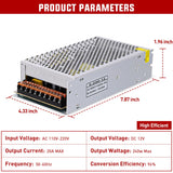 AC 110V/220V to DC 12V Voltage Converter 20A 240W Switching Power Supply Adapter Transformer Low Voltage Output LED Driver for LED Strip Light Radio CCTV Camera Security Video System