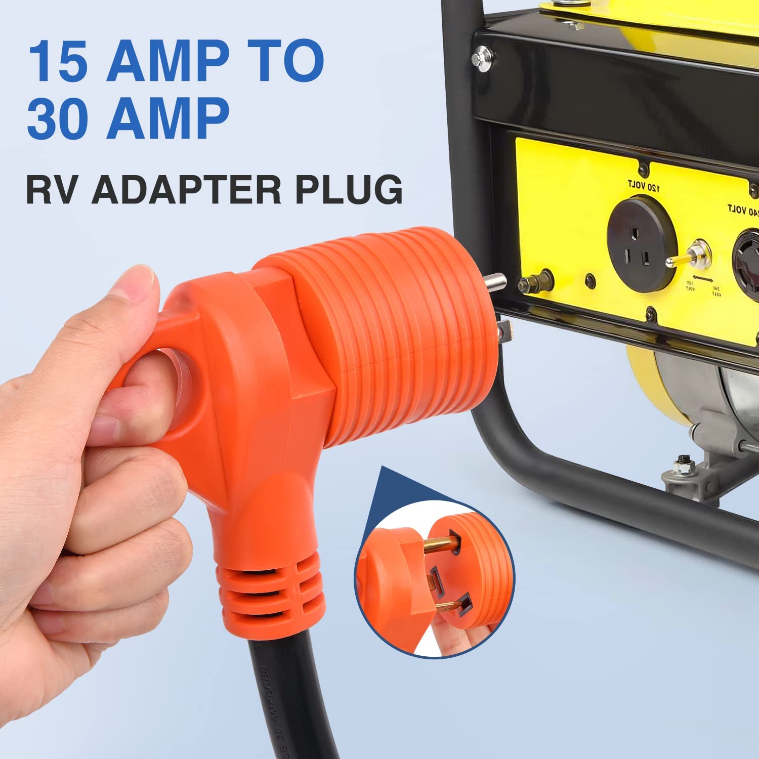 15Amp Male to 30Amp Female RV Power Adapter Nilight
