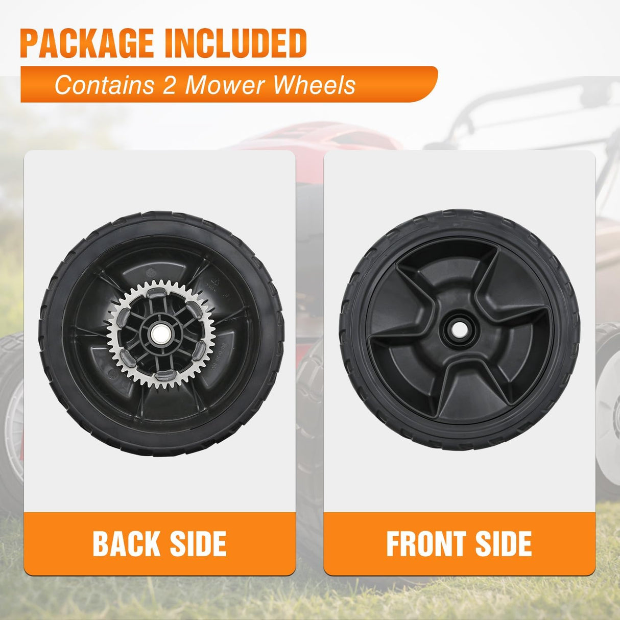 Lawn Mower Wheels Replacement 8 Inch 42710-VR8-N00ZA Assembly, Honda Lawnmower Rear Wheels Compatible with HRN216 Series for Self-Propelled Walk-Behind, 2-Pack