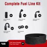 4AN 20FT CPE Fuel Hose Kit with 12PCS AN4 Fittings&Hose Separators | CPE Nylon Stainless Steel Braided Oil Gas Diesel Fuel Hose End Fitting Kit for Transmission Oil Cooler Vacuum Lines