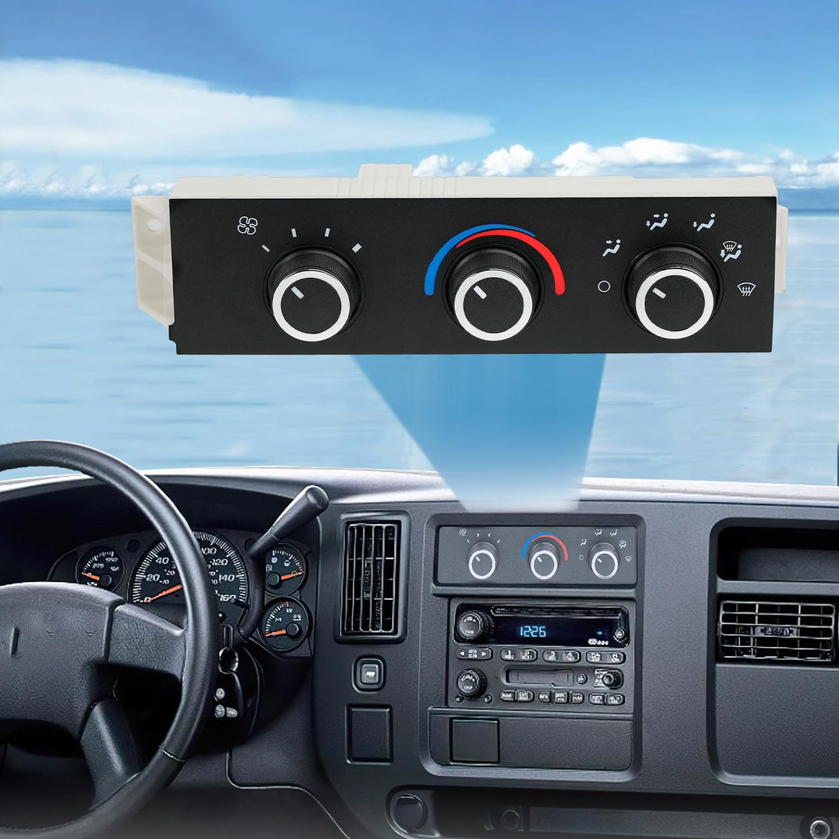 A/C Heater Climate Control Module Panel Compatible with 2001 2002 2003 2004 2005 2006 2007 2008 2009 2010 2011 2012 2013 2014 Chevy Express Truck Replacement Air Conditioning Control Module