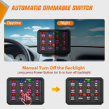 12 Gang Switch Panel Circuit Control Relay System APP RGB Backlight Fuse Wiring Harness Toggle Momentary Strobe Flash Modes Automatic Dimmable 12V 24V for Car Truck Camper SUV