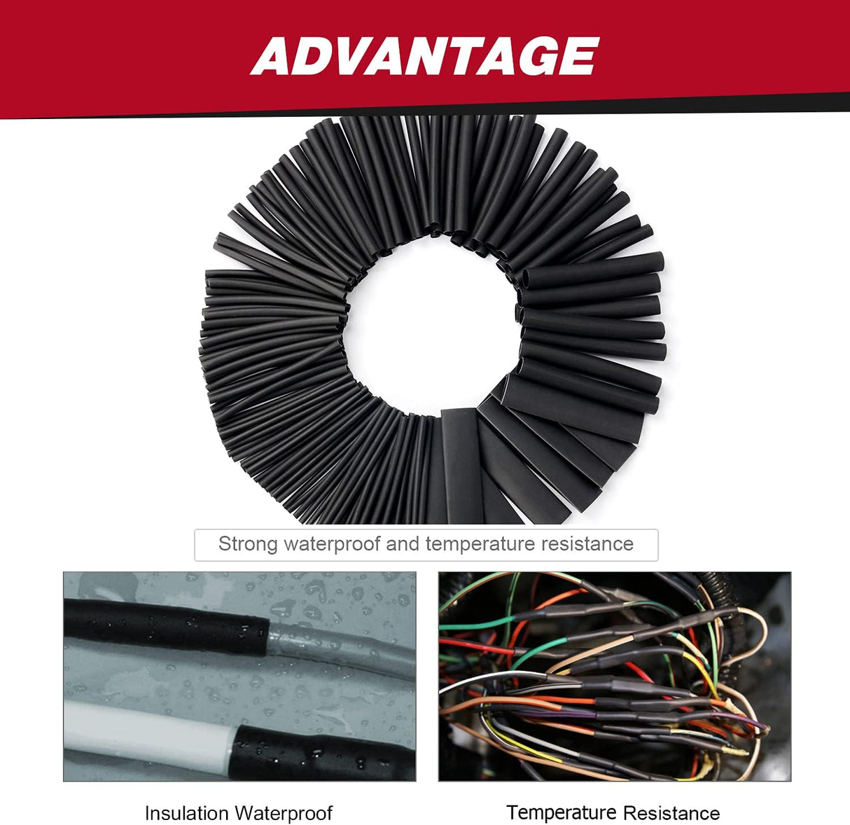 130 Pcs 3:1 Dual Wall Adhesive Heat Shrink Tubing Kit, 6 Sizes(Dia): 1/2 Inch, 3/8 Inch, 1/4 Inch, 3/16 Inch, 1/8 Inch, 3/32 Inch,Electrical Wire Cable Wrap Tube Assortment