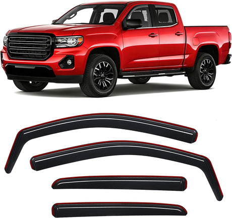 in Channel Window Visors for Chevy Colorado GMC Canyon 2015–2022 Crew Cab, Smoke Rain Guards, Clip-On Installation, Wind Deflectors for Sun Rain Ventilation-4PCS