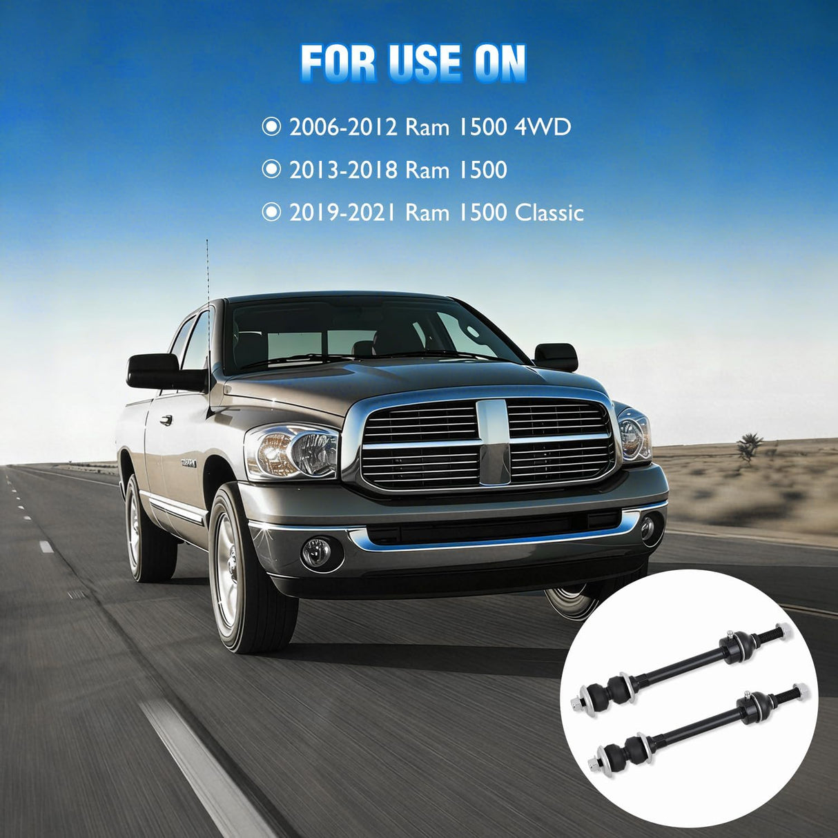 K80894 Front Stabilizer Sway Bar Links for Ram 1500 2006-2018 | for 2006-2018 Ram 1500 2019 2020 2021 2022 2023 2024 Ram 1500 Classic Driver and Passenger Side Link Kit