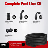 8AN 10FT CPE Fuel Hose Kit with 8PCS AN8 Fittings&Hose Separators | CPE Nylon Stainless Steel Braided Oil Gas Diesel Fuel Hose End Fitting Kit for Transmission Oil Cooler Vacuum Lines