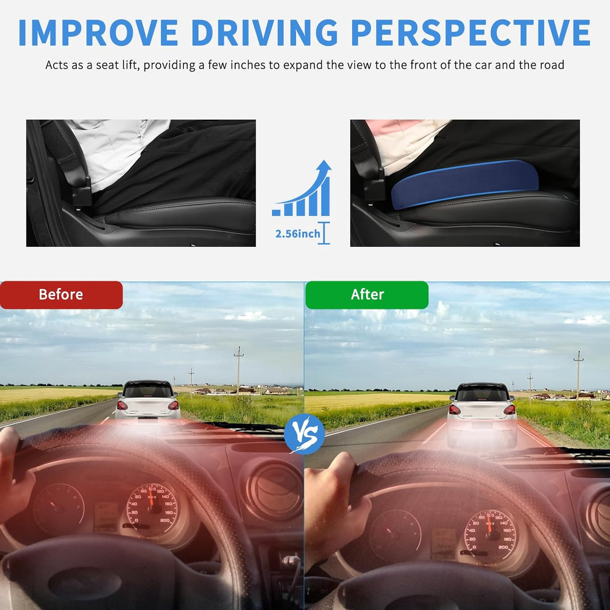 Car Seat Cushion Blue Velvet Gel Memory Foam Seats Soft and Comfortable Suitable for Daily Life and Driving Relieves Sciatica and Tailbone Pain Improves Drive Vision
