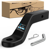 Forged Trailer Hitch Mount Fits 2 Inch Receiver Square 5/8 Inch Hitch Pin Clip 17000 lbs 4 Inch Drop, 1-1/4 Inch Hole, Gloss Black Powder Coat