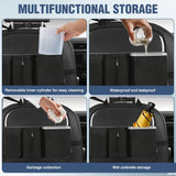 Car Seat Back Organizer 2PCS Black PU Leather Universal | Removable Inner Bucket Tissue Box Mesh Pockets Waterproof Hanging Storage Bag for Cars Vans SUVs MPVs Pickup Trucks