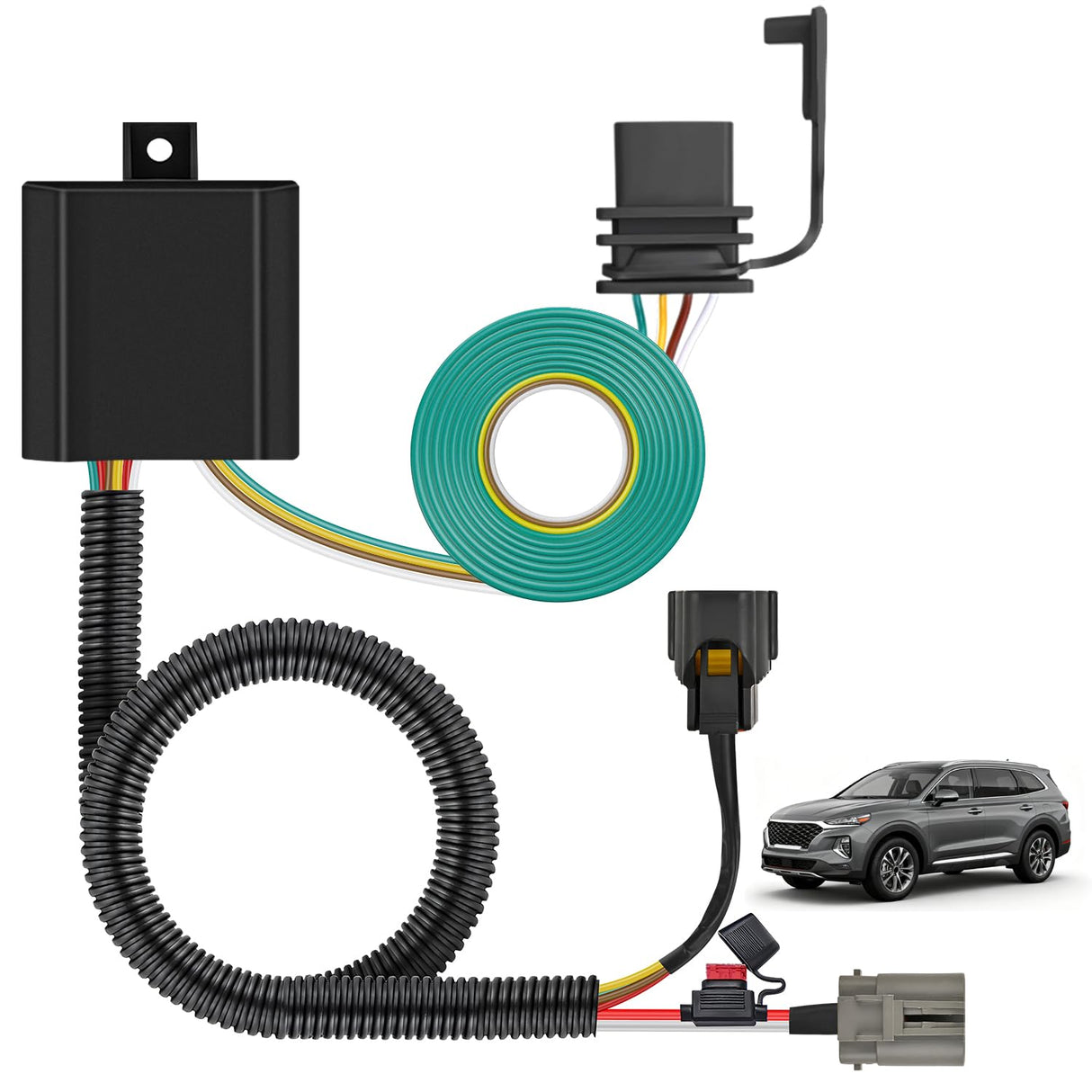 4 Pin Trailer Wiring Harness Kit 56332 Vehicle Standard 4 Way Connector Custom for 2010 2011 2012 2013 2014 2015 2016 2017 2018 2019 2020 2021 Kia Sedona Sorento Hyundai Santa Fe XL Veracruz