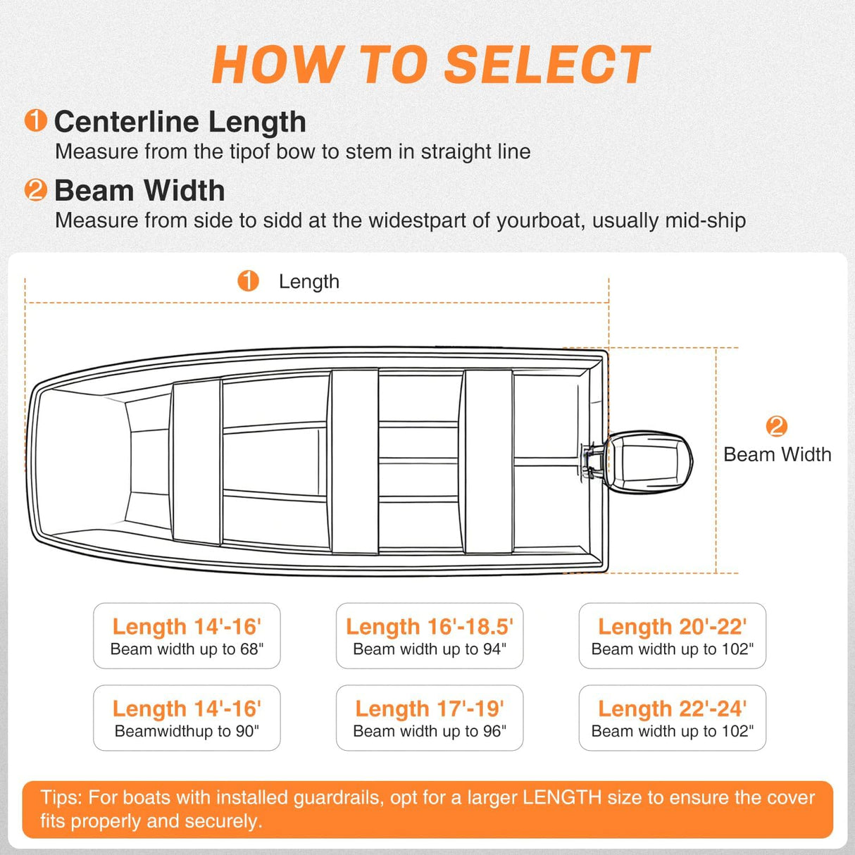 800D Heavy Duty Boat Cover 17ft-19ft | Fits boats with beam width up to 96in (Narrow Jon Boats & Fishing Boats), Marine Grade All-Weather proof Trailerable Cover