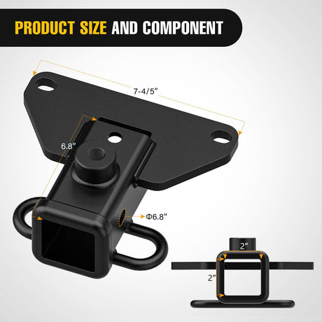 2 Inch Rear Trailer Hitch Receiver Class 3 Tow Towing Hitch & Cover Kit for Gladiator JT 2019 2020 2021 2022 2023 2024 2025 with Hitch Cover