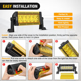 7.5 Inch 36 W Spot LED Light Bar Yellow Cover | Protective Durable Polycarbonate Lens, Waterproof Dustproof Scratch-Proof for Double Row Side-Mounted Bumper Driving Fog Lamp