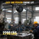 Manual Chain Hoist with Upgrade G70 Galvanized Chain1 Ton 2200 lbs Capacity 10 ft Lifting Height with 2 Hooks Heavy Duty Pulley Hoist for Garage Warehouse Automotive Machinery